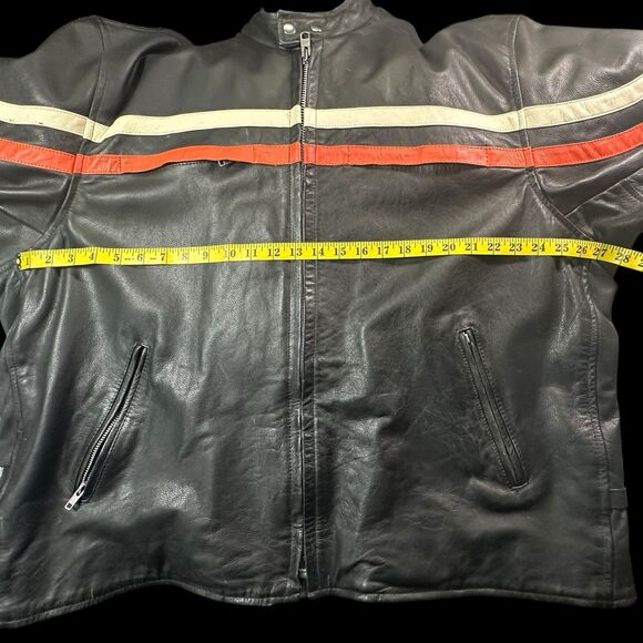 Black BIG & TALL Jamin Leather Jacket Size 56 w/ Zip-out Thermal Liner Striped - Picture 10 of 16